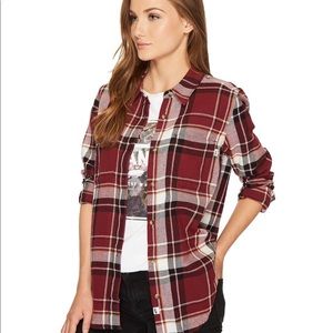 NWT VANS Burgundy Button Up Flannel Size XL
